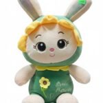 Cute Bunny Outfit Plush Doll with Flower Design