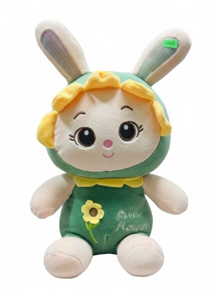 Cute Bunny Outfit Plush Doll with Flower Design